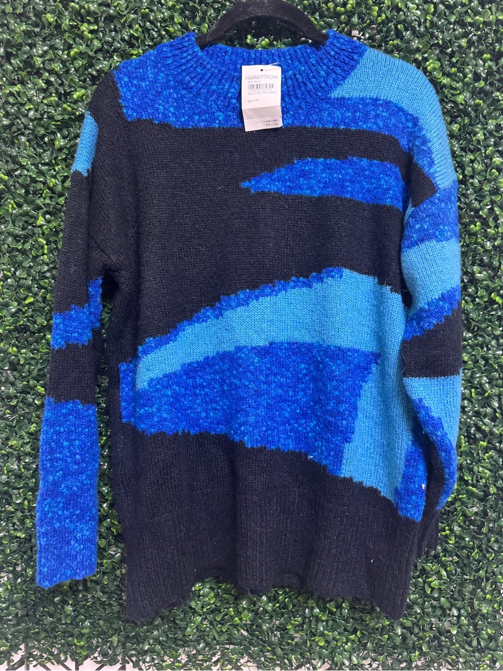 Topshop Black and Blue Abstract Crewneck Sweater